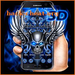 3D Blue Tech Angel Skull Theme icon