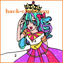 Anime Princess Glitter Color by Number: Girls Book icon