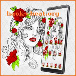 Beautiful Girl Rose Tattoo Theme icon