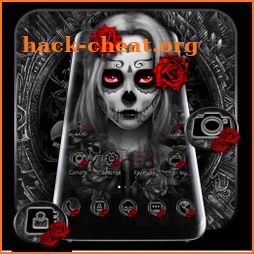 Black Red Rose Lady Skull Theme icon