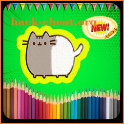 Coloring book for pusheen Kawaii Cat icon