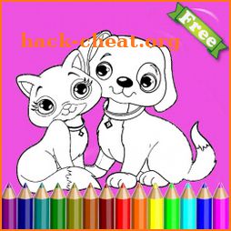 coloring cat and dog icon