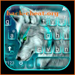 Cyan Neon Wolf Keyboard Theme icon