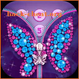 Diamond Butterfly Zipper Screen Lock icon