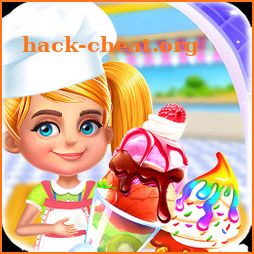 Girl ice cream maker shop icon