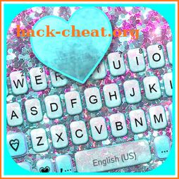 Glitter Cyan Heart Keyboard Background icon