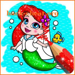 Glitter mermaid coloring pages for kids icon