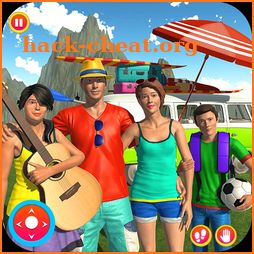 Happy Family Summer Holidays Camper Van Road Trip icon