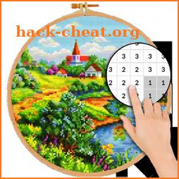 Landscape Cross Stitch Color By Number : Pixel Art icon