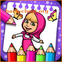 Masha coloring the bear michka icon