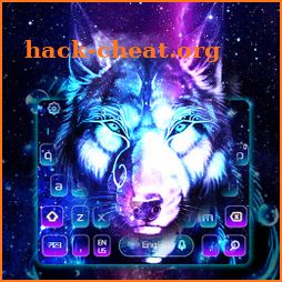 Neon Glitter Galaxy Wolf Keyboard Theme icon