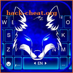 Neon Wolf Blue Keyboard Background icon