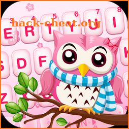 Pink Cute Owl Keyboard Theme icon