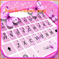 Pink Glitter Butterfly Keyboard Theme icon