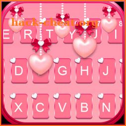 Pink Heart Pearls Keyboard Theme icon