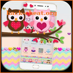 Pink Lovely Owl Cartoon Theme icon