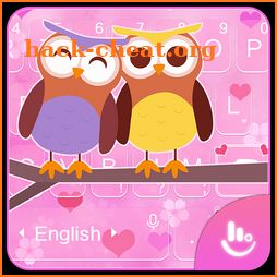 Pink Lovely Owl Keyboard Theme icon