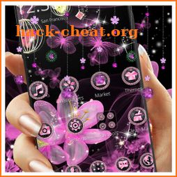 Pink Neon Flower Glitter Bling Theme icon