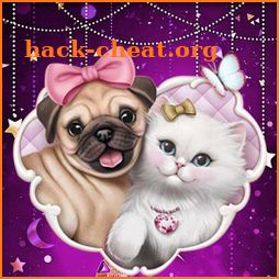 Purple Cuteness Kitty & Puppy Anime Theme icon