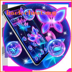 Purple Neon Butterfly Lotus Theme icon