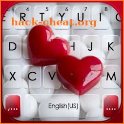 Red 3D Hearts Keyboard Background icon