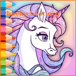 Sparkling Rainbow Unicorns Coloring Book For Kids icon