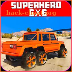 Superhero coastal jeep racing adventure icon