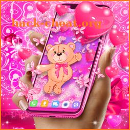 Teddy bear love hearts live wallpaper icon