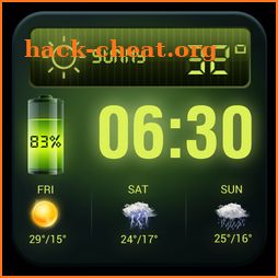 Weather Forecast Widget with Battery and Clock icon