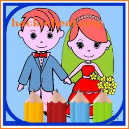 Wedding Coloring Book Brides and Groom icon