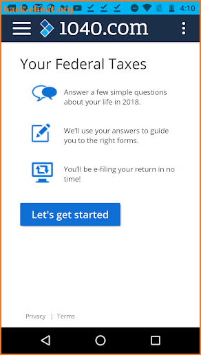 1040.com Income Tax Filing App screenshot