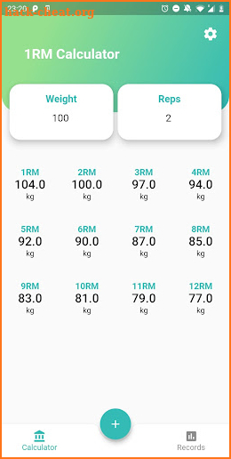 1RM Calculator screenshot