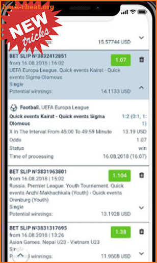 1xBet sports App tips screenshot