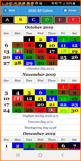 2020 ColorCal USPS All Color Carrier SDO Calendar screenshot