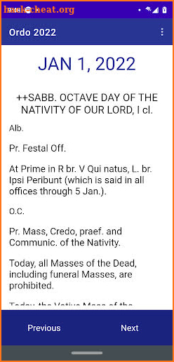 2022 Traditional Ordo App screenshot