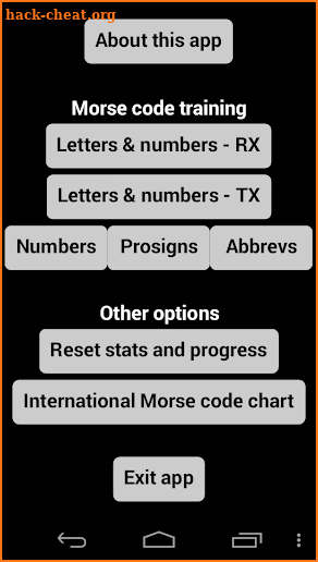 20WPM Amateur ham radio Koch CW Morse code trainer screenshot