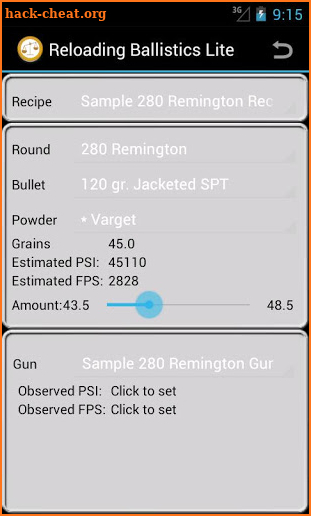 280 Remington Ballistics Data screenshot