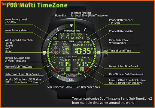 3 x World Clock Face for Android Wear Smart Watch screenshot