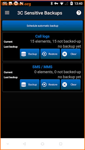 3C Sensitive Backups screenshot