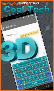 3D Blue Cool Tech Keyboard Theme screenshot