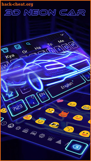 3D Blue Neon Sports Car Keyboard Theme screenshot