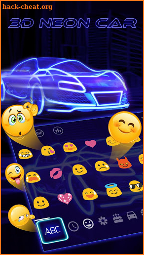 3D Blue Neon Sports Car Keyboard Theme screenshot