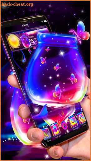 3D Butterfly Neon Glass Tech Theme screenshot