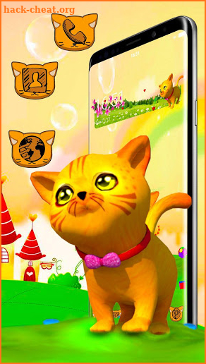 3D Cute Yellow Cat Theme screenshot