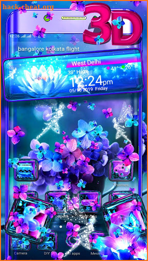 3D Fairy Bouquet Glass Tech Theme screenshot