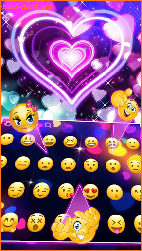 3D Giltter Neon Hearts Keyboard screenshot