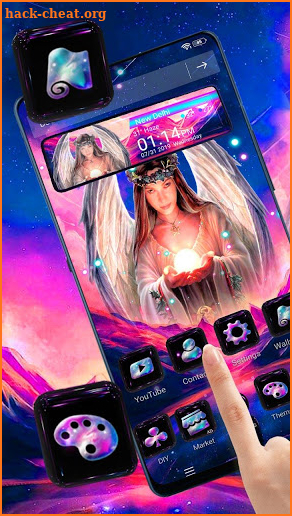 3D Holy Jesus Girl Glass Tech Theme screenshot