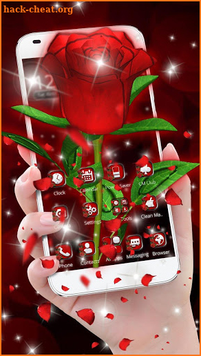 3D Love Red Rose Glitter Theme screenshot