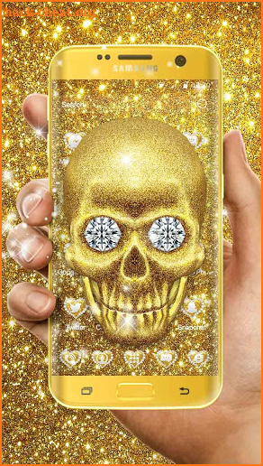 3D Luxury Glitter Golden Skull Theme screenshot