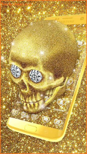 3D Luxury Glitter Golden Skull Theme screenshot